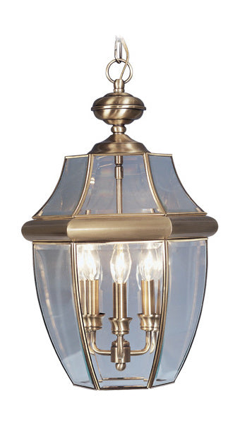 Antique Brass  3 Light Outdoor Pendant by Livex Lighting