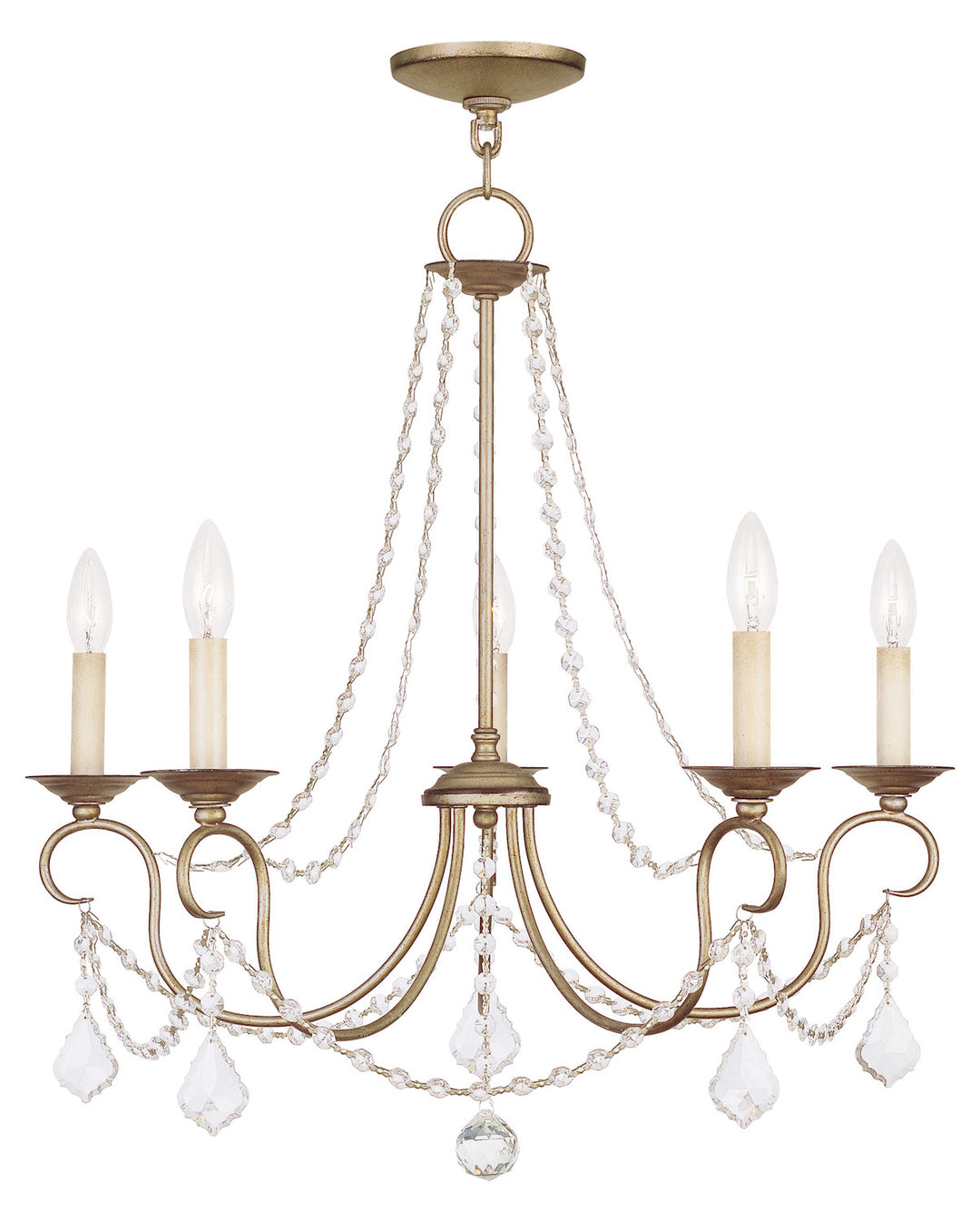 Antique Silver Leaf Up Chandelier by Livex Lighting