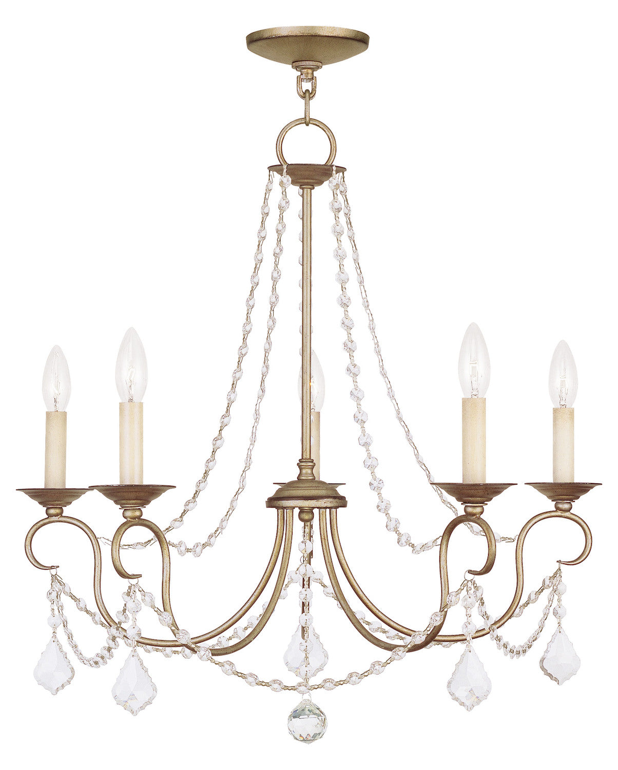 Antique Silver Leaf Up Chandelier by Livex Lighting