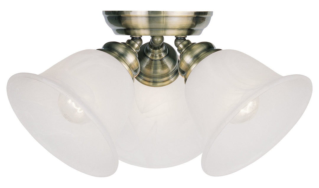 Antique Brass  Semi-Flush Ceiling Fixture With 3 Lights by Livex Lighting
