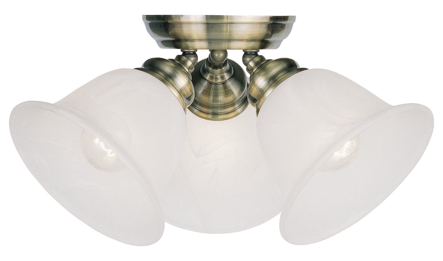 Antique Brass  Semi-Flush Ceiling Fixture With 3 Lights by Livex Lighting