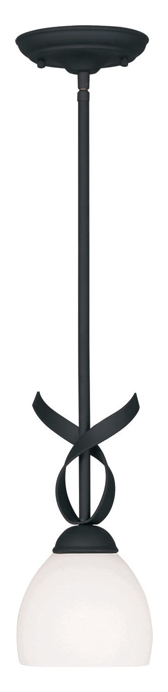 Black  13 Inch Tall Mini Pendant With 1 Light by Livex Lighting