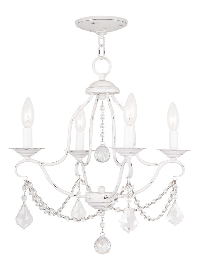 Four Light Antique White Up Mini Chandelier by Livex Lighting