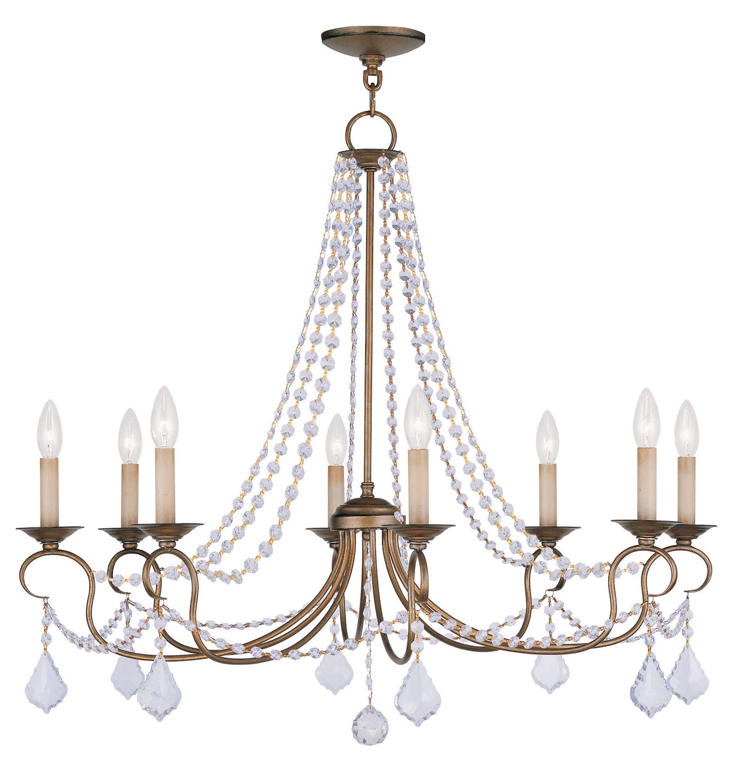 Antique Gold Leaf  8 Light 1 Tier Chandelier by Livex Lighting