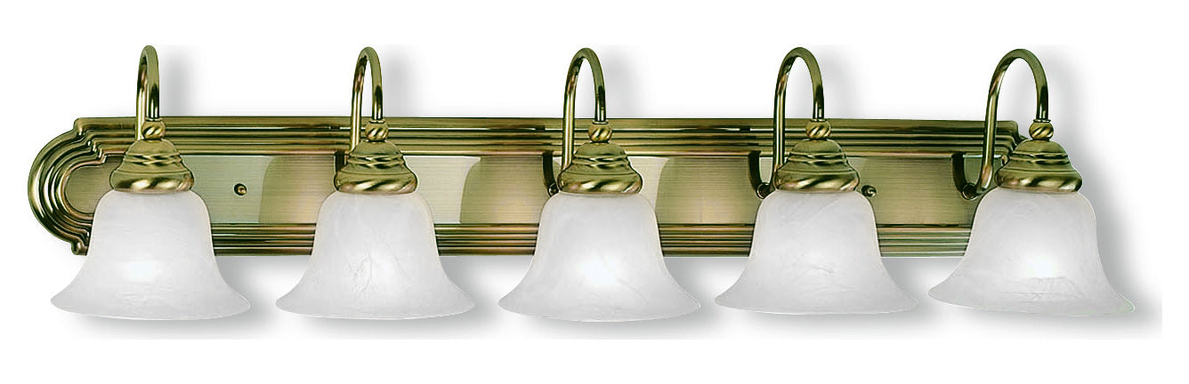 Antique Brass  5 Light Bathroom Vanity Light by Livex Lighting