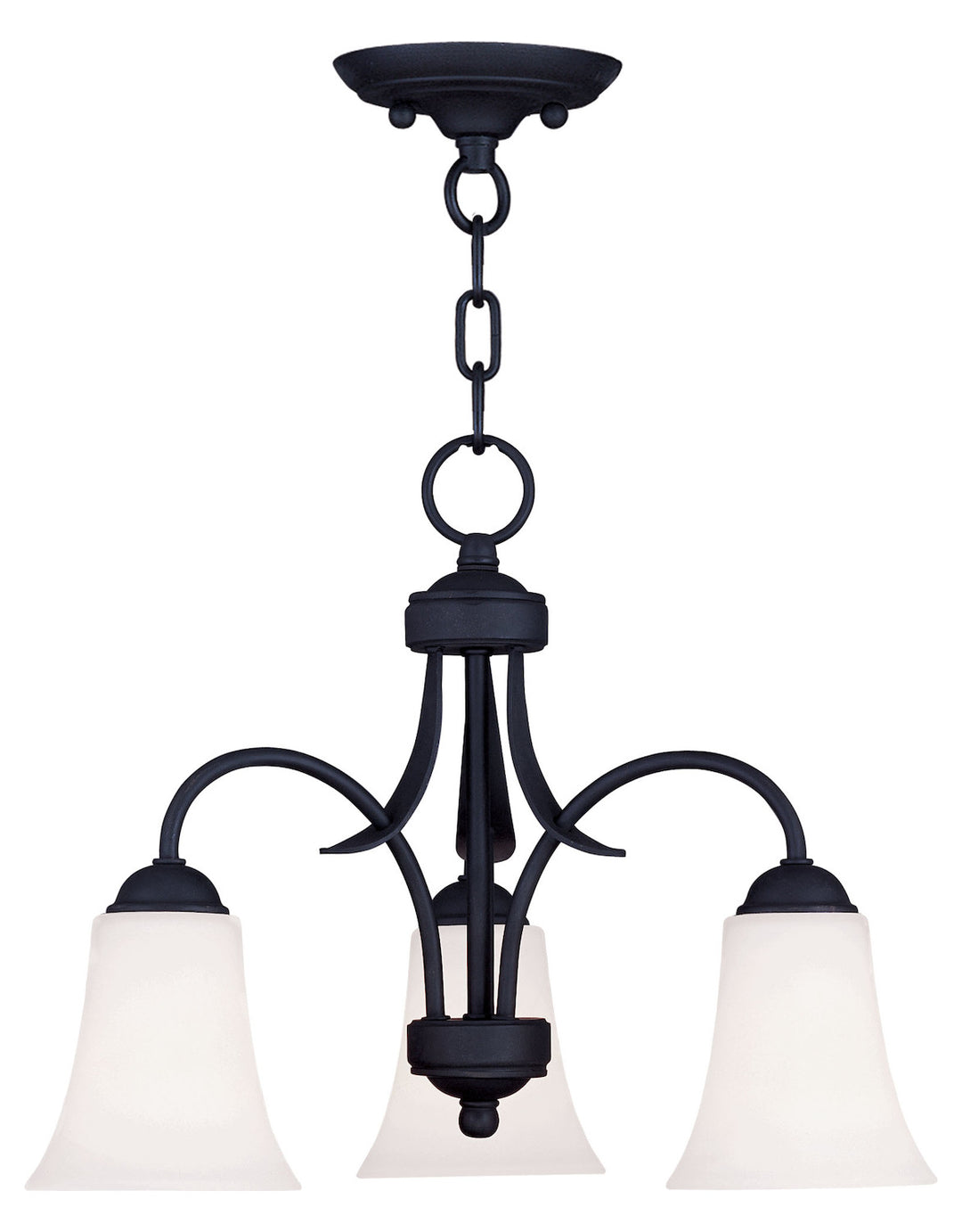 Black  13.25 Inch Tall Down Lighting 1 Tier Chandelier With 3 Lights by Livex Lighting