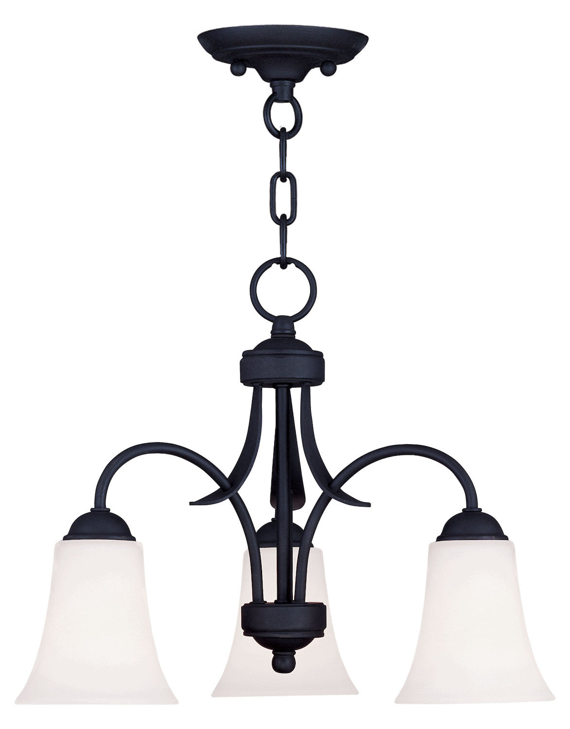 Black  13.25 Inch Tall Down Lighting 1 Tier Chandelier With 3 Lights by Livex Lighting