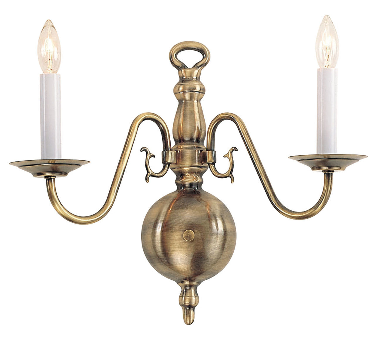 Antique Brass 2 Light 120W Up Lighting Wall Sconce With Candelabra Bulb Base by Livex Lighting