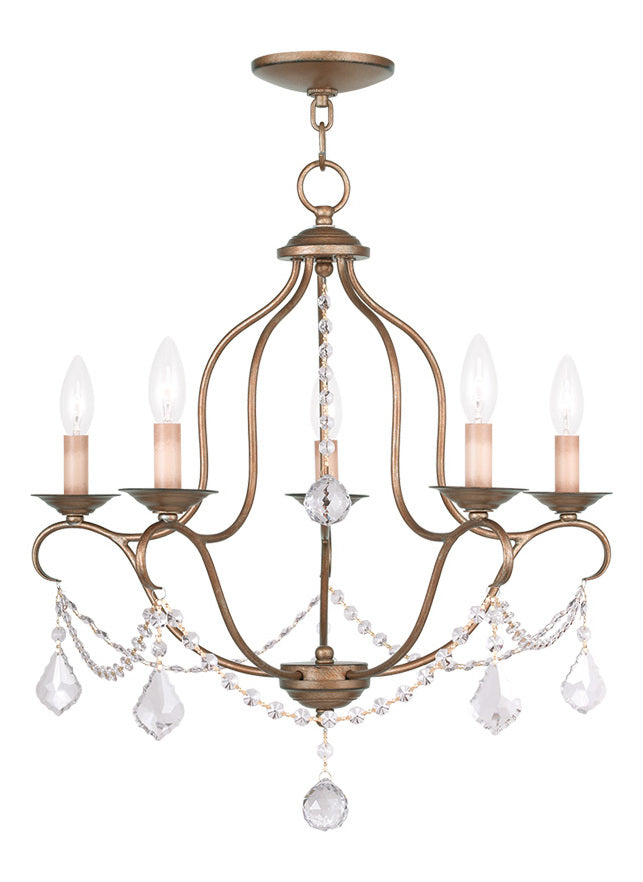 Five Light Antique Gold Leaf Up Chandelier by Livex Lighting