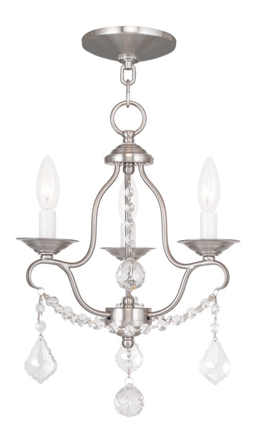Three Light Brushed Nickel Up Mini Chandelier by Livex Lighting