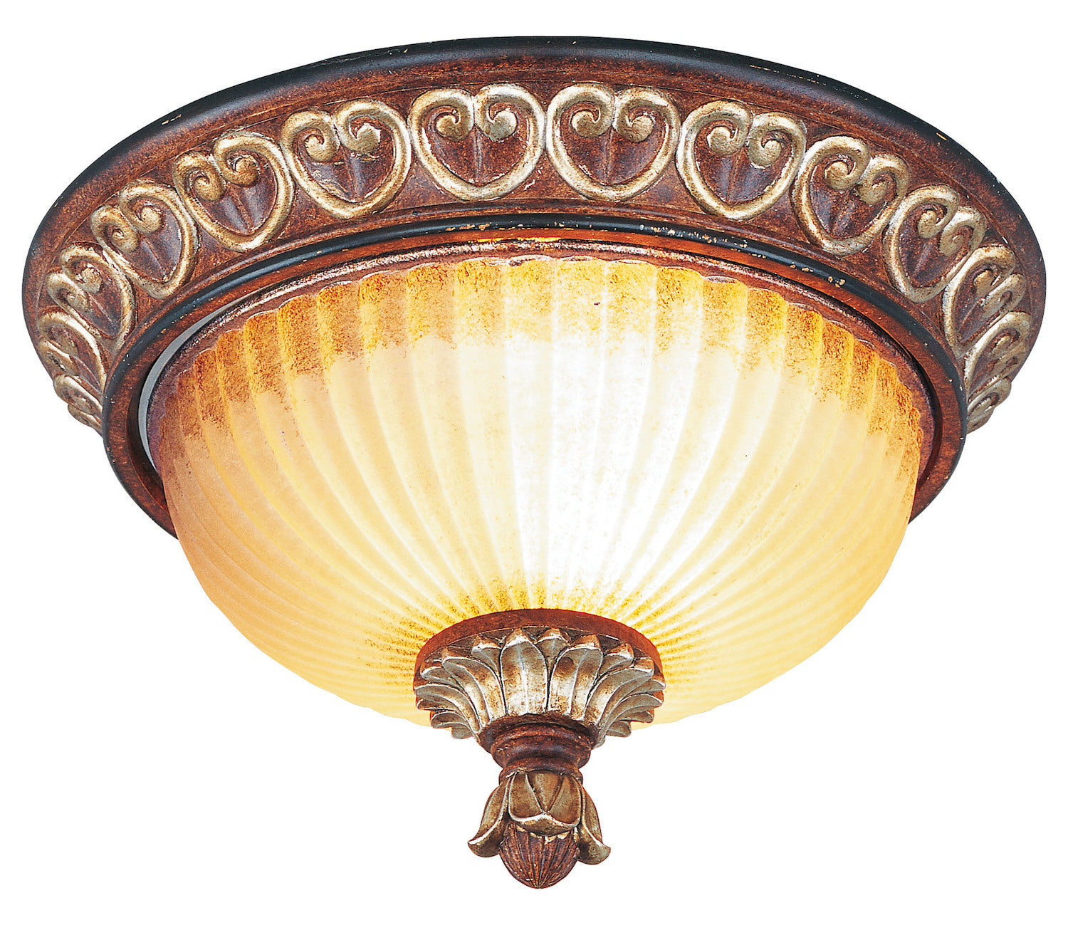 Verona Bronze With Aged Gold Leaf Accents Bowl Flush Mount by Livex Lighting