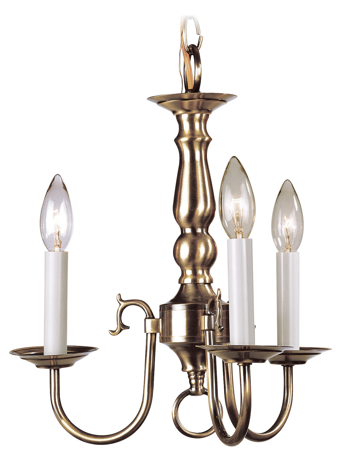 Antique Brass 3 Light 180W Chandelier With Candelabra Bulb Base by Livex Lighting