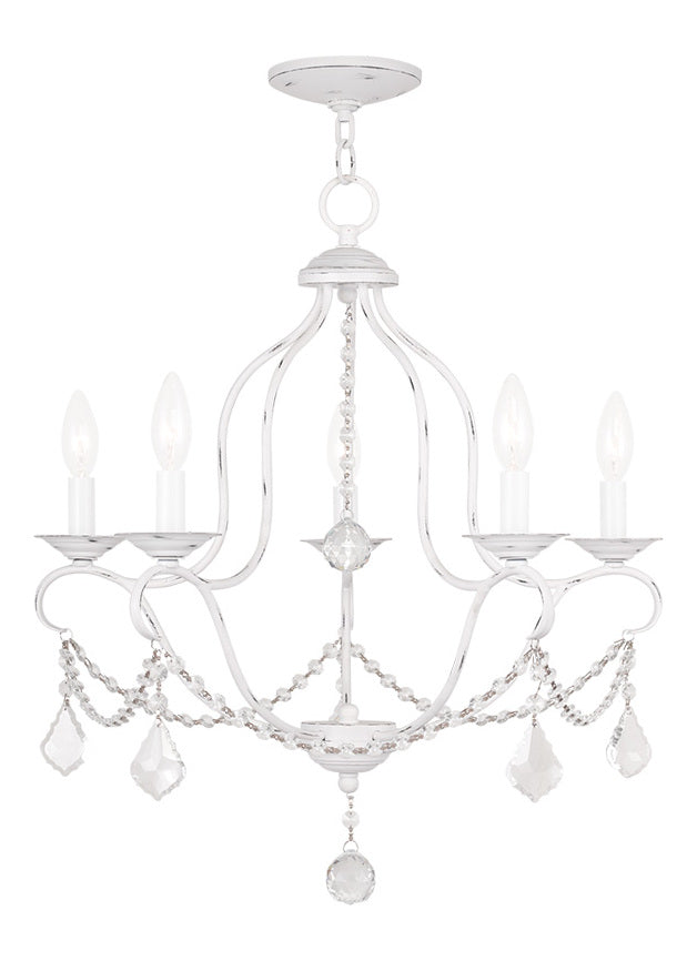 Five Light Antique White Up Chandelier by Livex Lighting