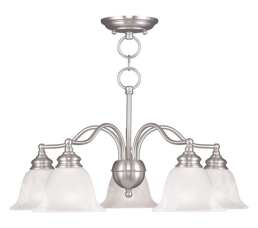 Five Light Brushed Nickel Down Chandelier by Livex Lighting