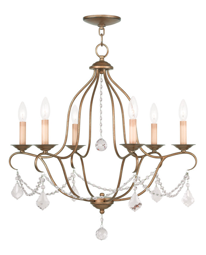 Six Light Antique Gold Leaf Up Chandelier by Livex Lighting