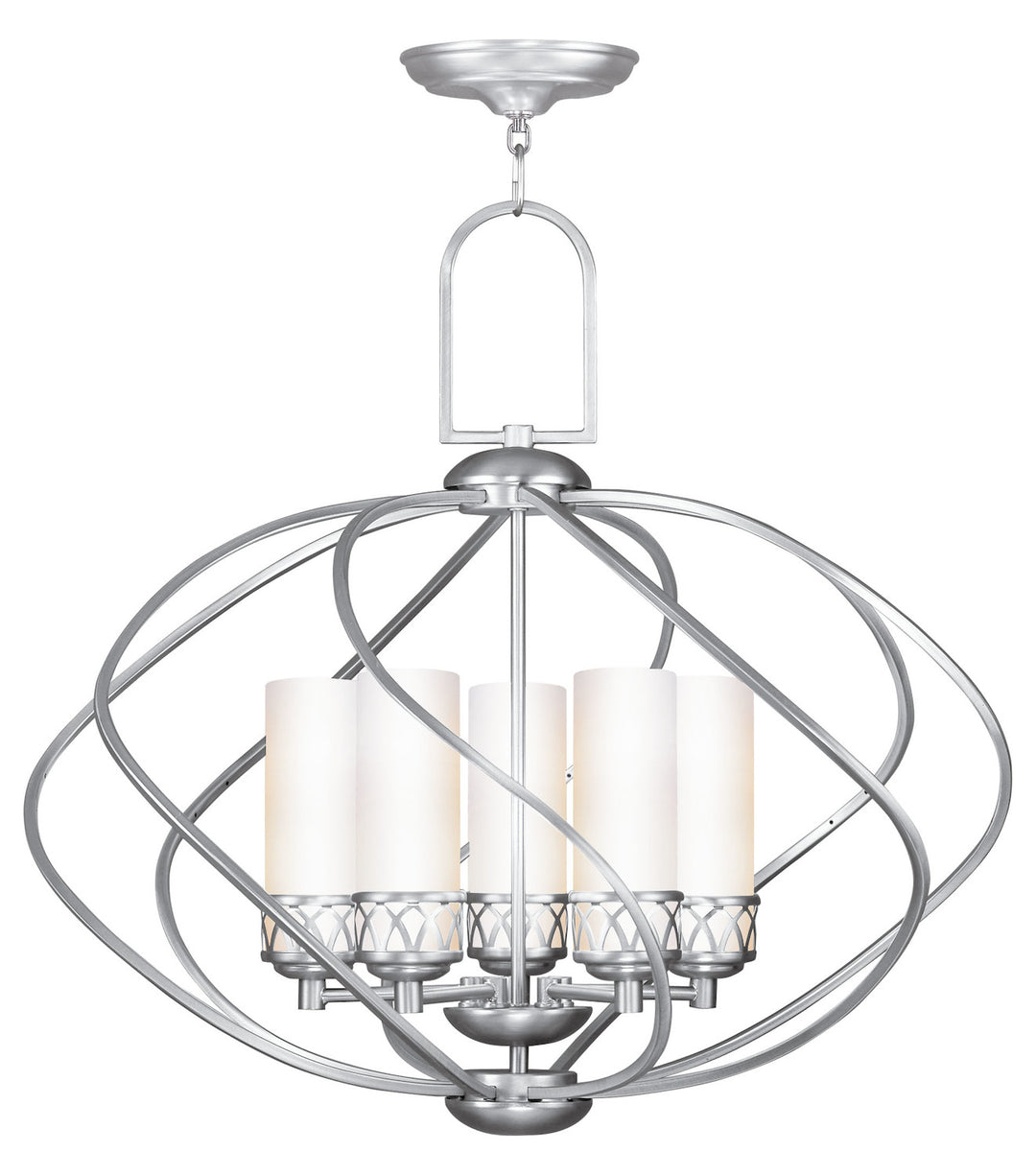 Brushed Nickel  5 Light 1 Tier Chandelier by Livex Lighting