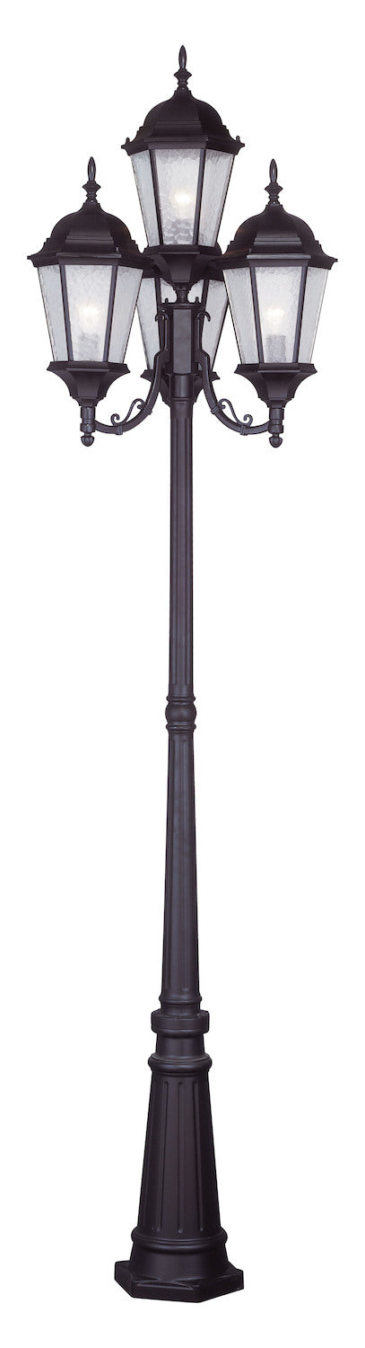 Bronze 4 Light 400 Watt 24.5in Wide Outdoor Post Light With Clear Water Glass by Livex Lighting