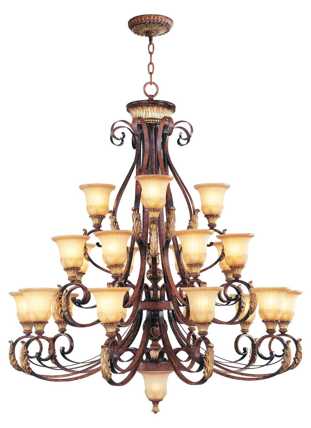Verona Bronze With Aged Gold Leaf Accents Up Chandelier by Livex Lighting