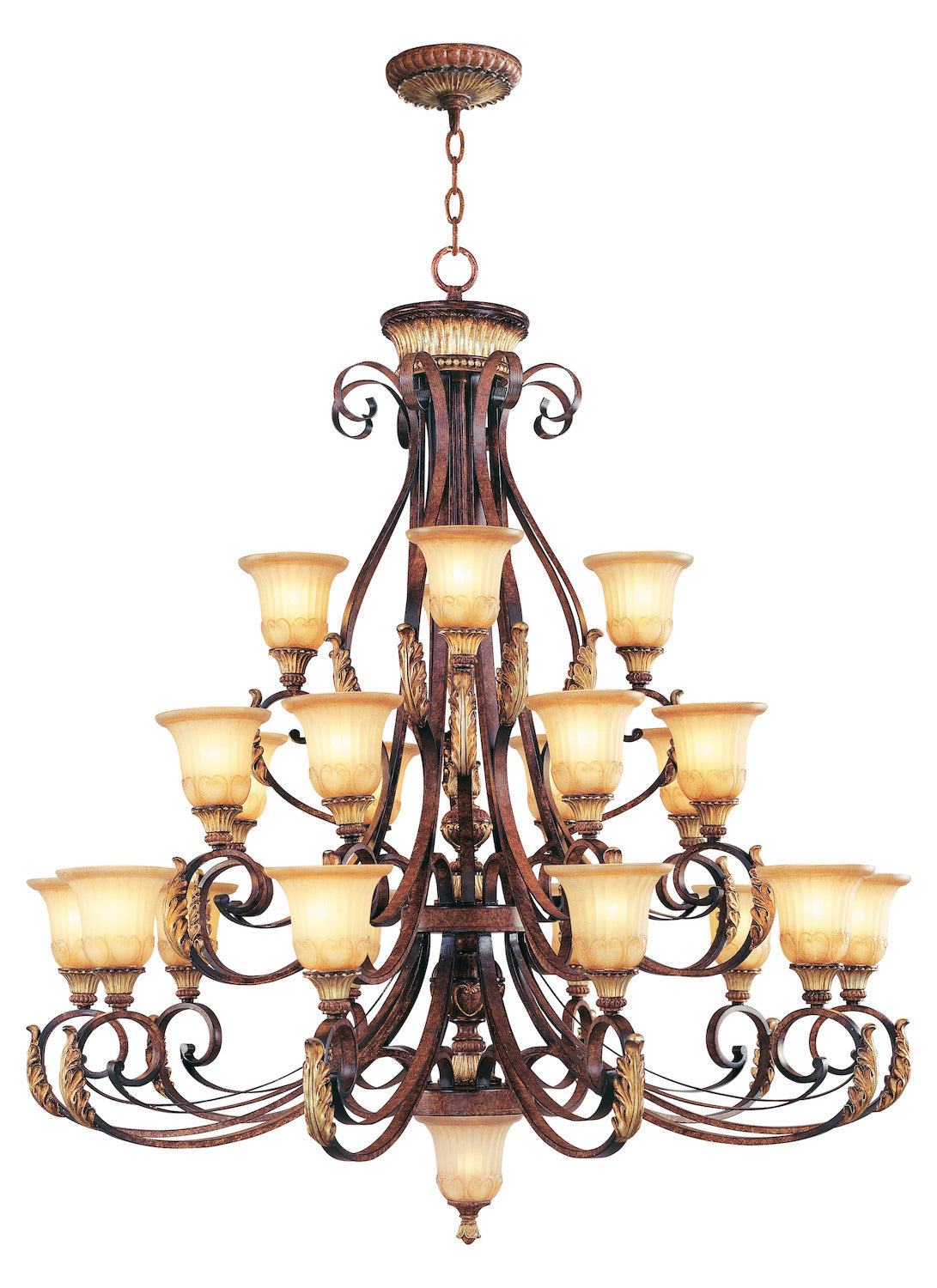 Verona Bronze With Aged Gold Leaf Accents Up Chandelier by Livex Lighting