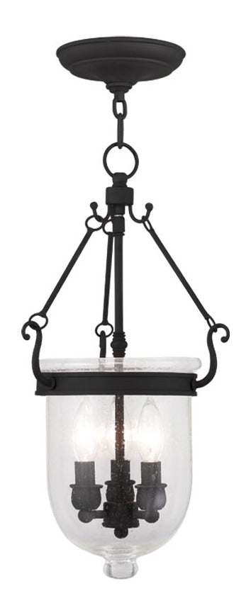 Three Light Black Foyer Hall Pendant by Livex Lighting
