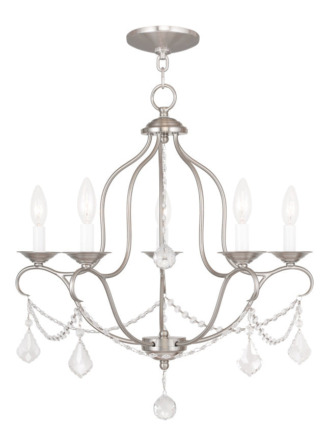 Five Light Brushed Nickel Up Chandelier by Livex Lighting