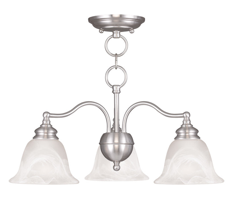 Three Light Brushed Nickel Down Chandelier by Livex Lighting