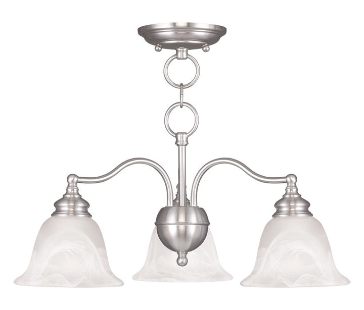 Three Light Brushed Nickel Down Chandelier by Livex Lighting