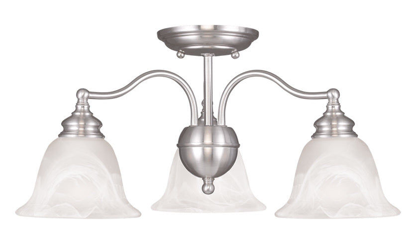Three Light Brushed Nickel Down Chandelier