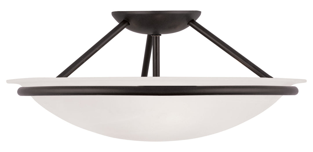 Black  7 Inch Tall Semi-Flush Ceiling Fixture With 3 Lights by Livex Lighting