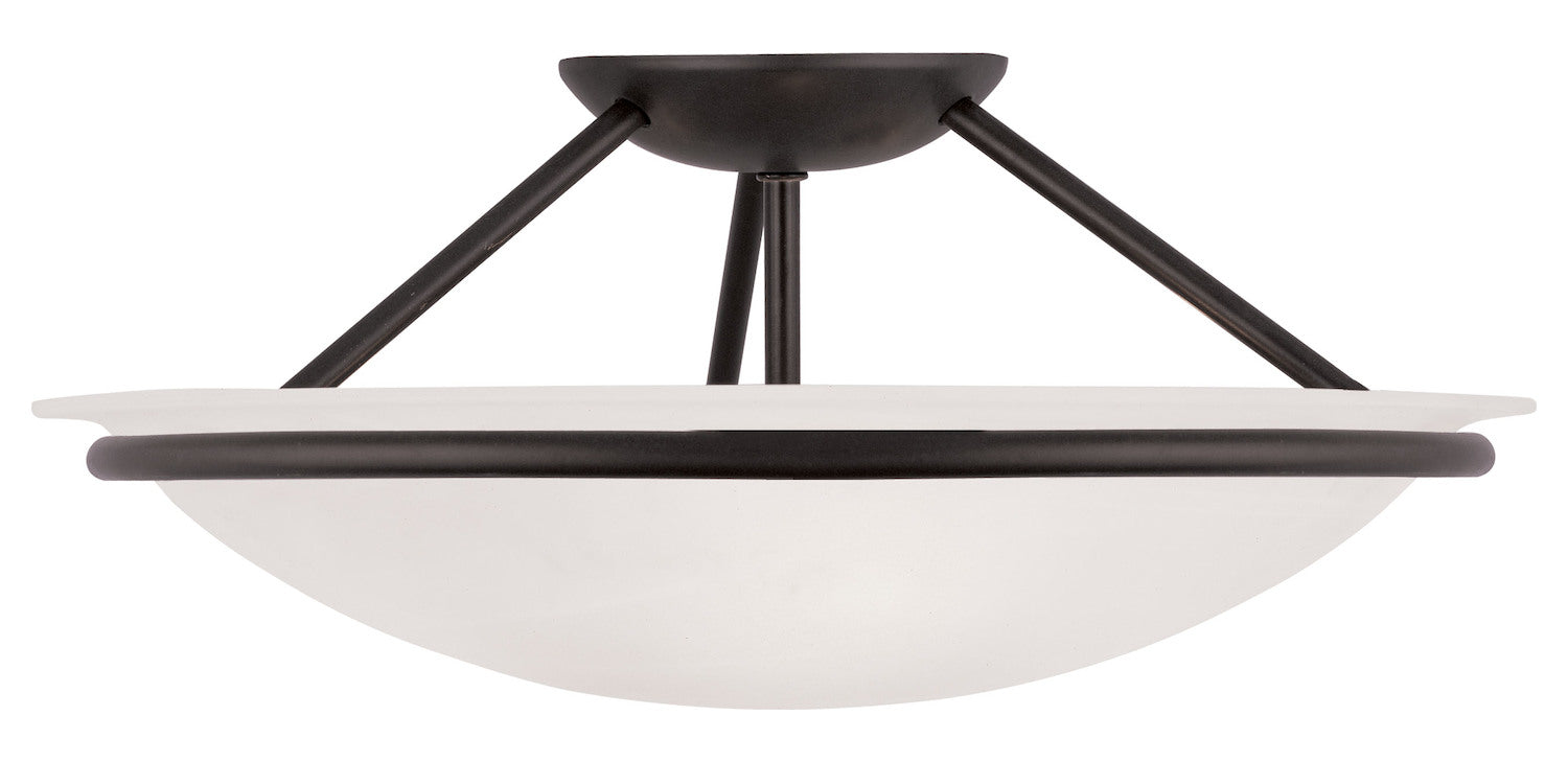 Black  7 Inch Tall Semi-Flush Ceiling Fixture With 3 Lights by Livex Lighting