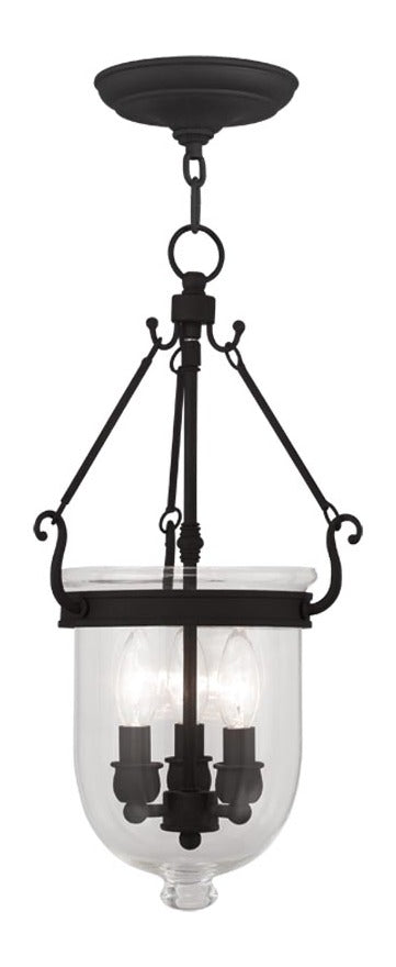 Three Light Black Foyer Hall Pendant by Livex Lighting