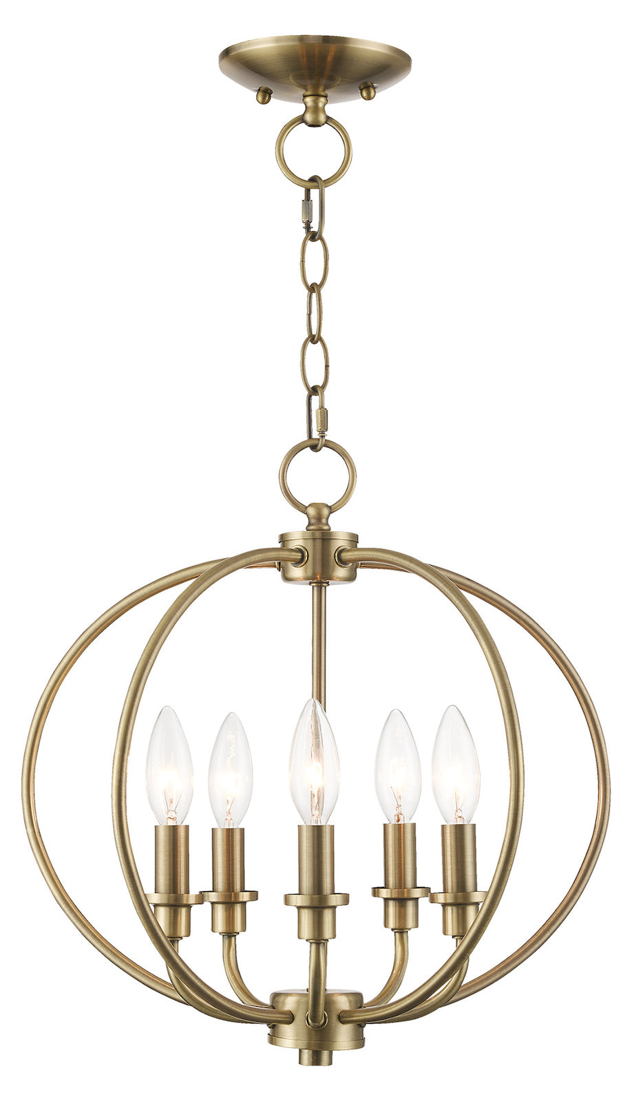 Five Light Antique Brass Up Pendant by Livex Lighting