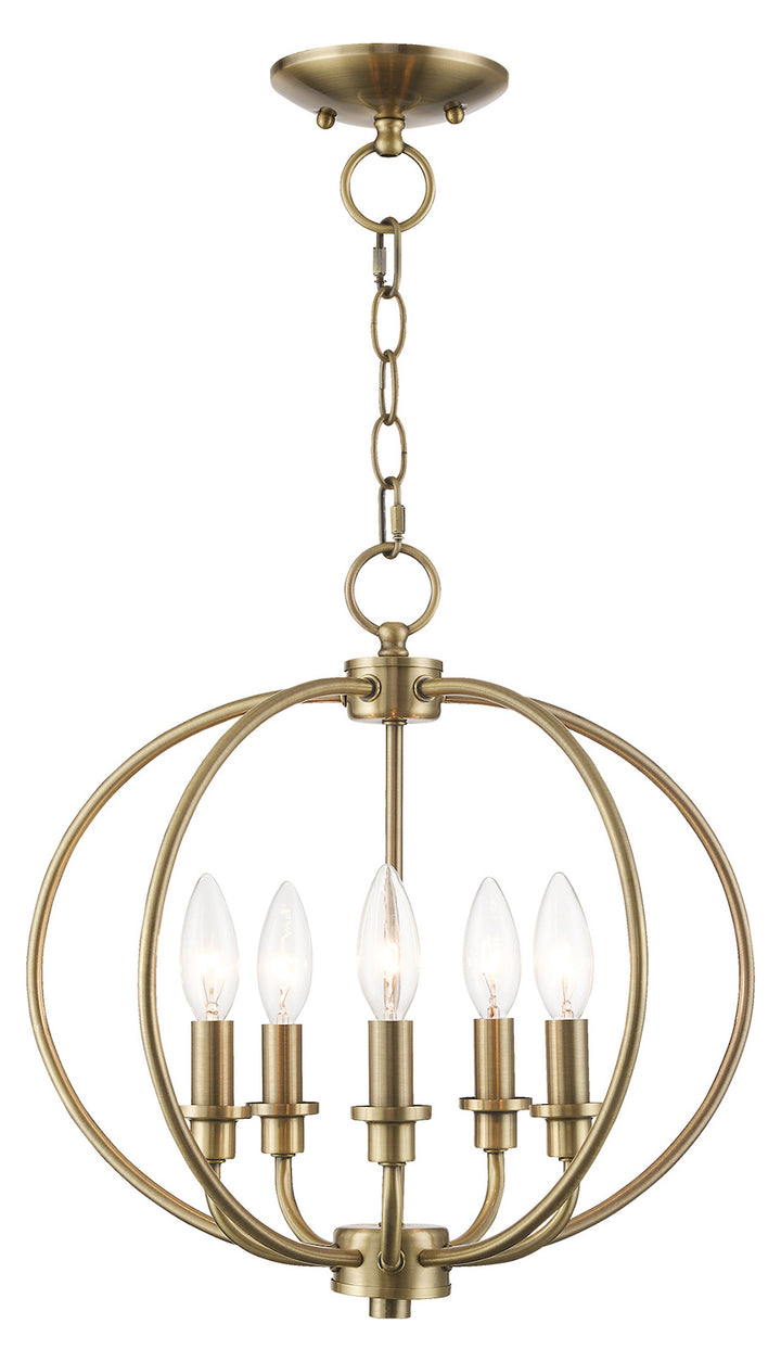 Five Light Antique Brass Up Pendant by Livex Lighting