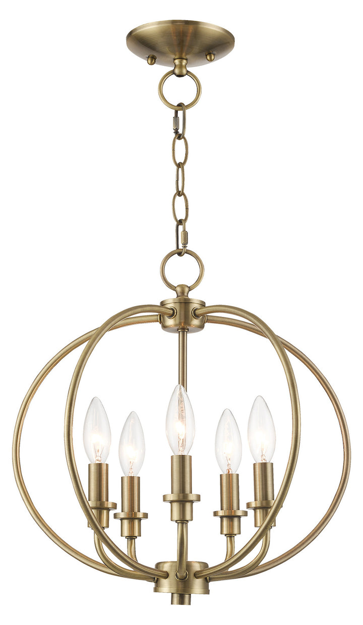 Five Light Antique Brass Up Pendant