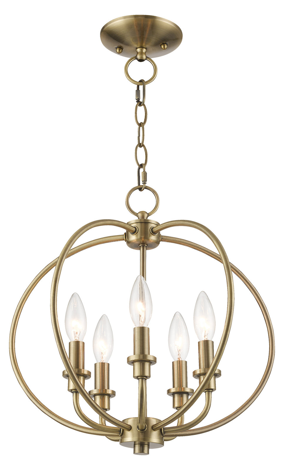 Five Light Antique Brass Up Pendant