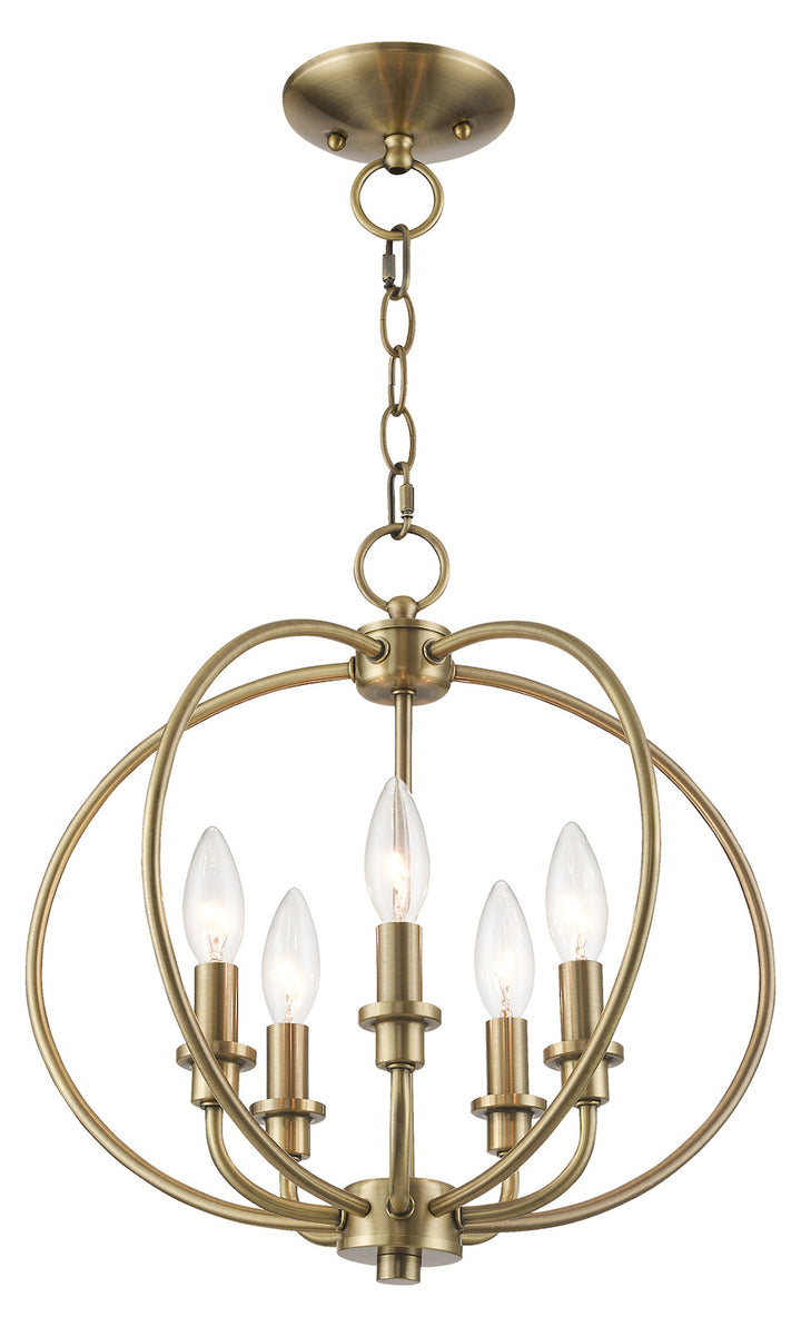 Five Light Antique Brass Up Pendant