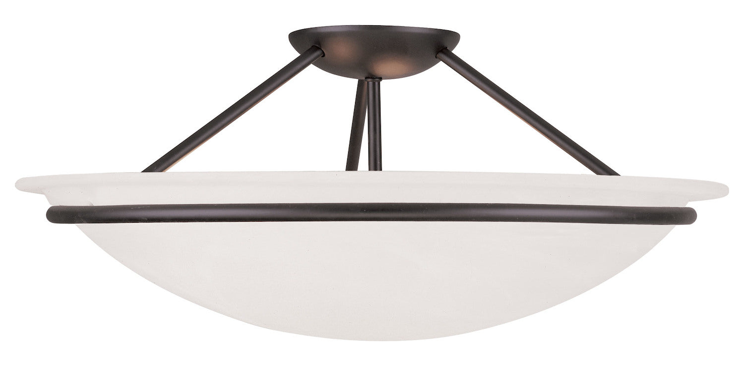 Black  8 Inch Tall Semi-Flush Ceiling Fixture With 3 Lights by Livex Lighting