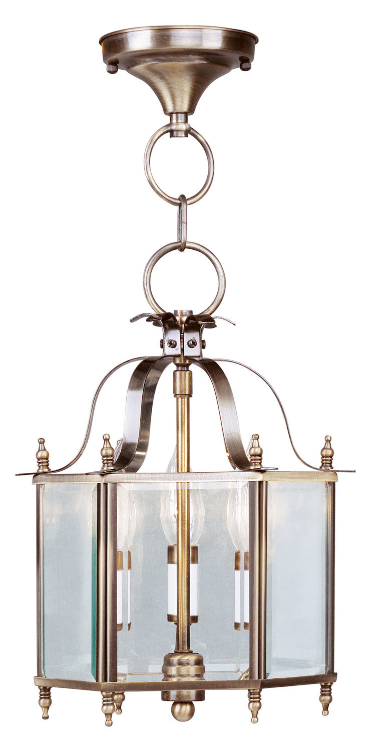 Antique Brass  3 Light Semi-Flush Ceiling Fixture by Livex Lighting