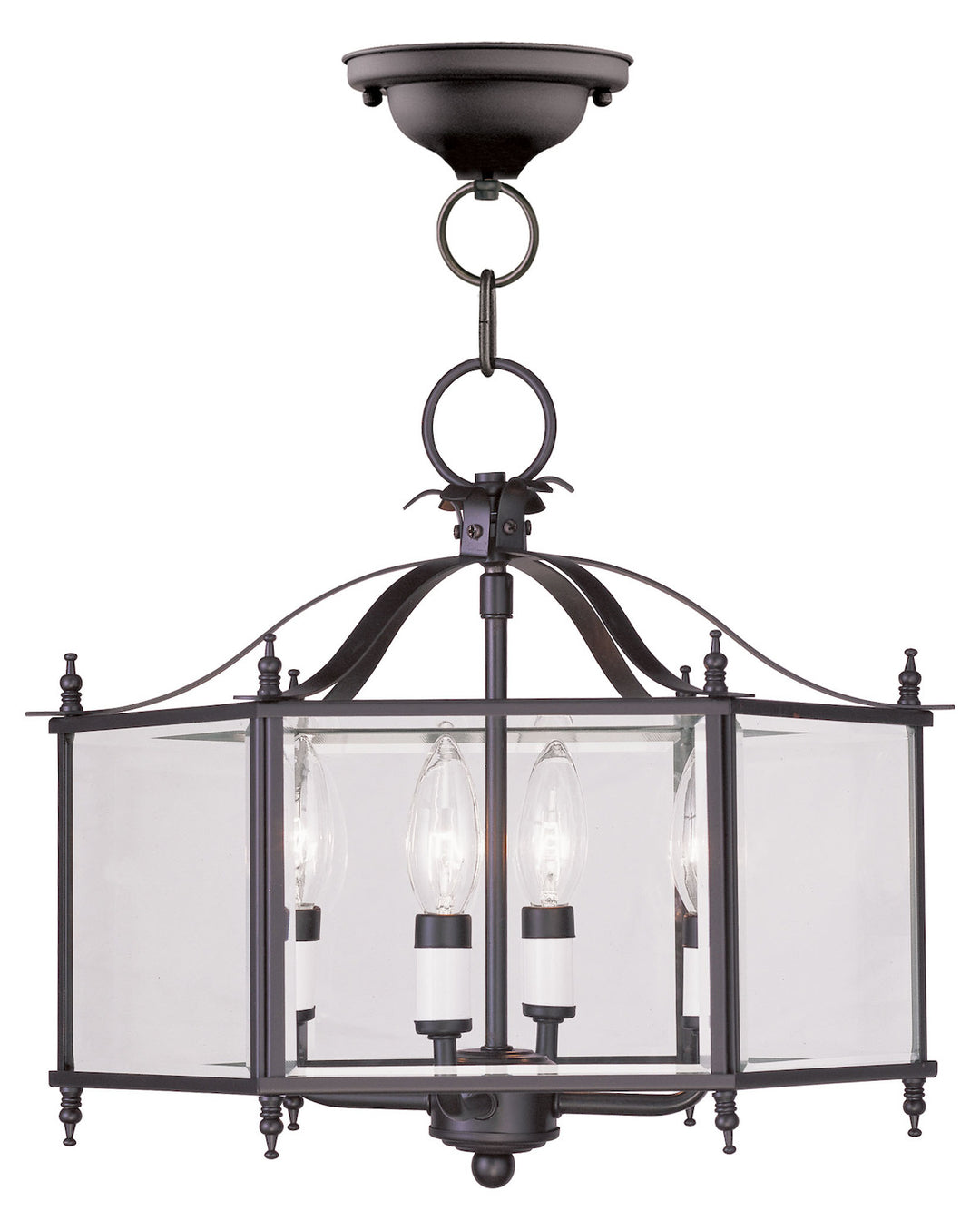 Bronze Framed Glass Foyer Hall Fixture by Livex Lighting