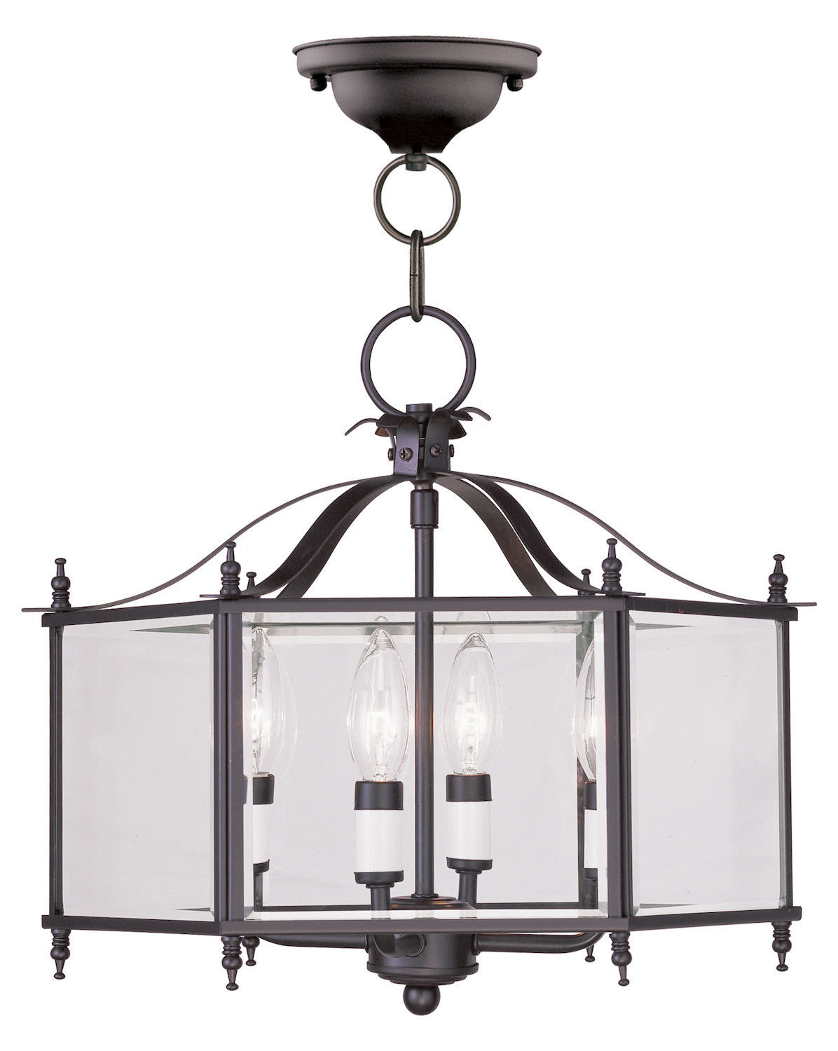 Bronze Framed Glass Foyer Hall Fixture by Livex Lighting