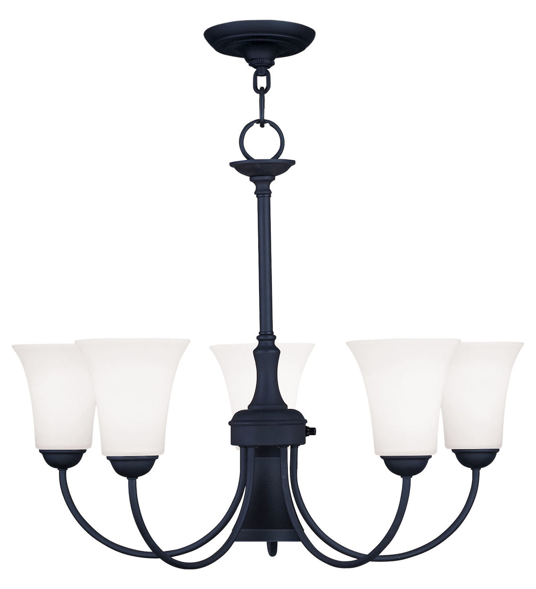 Black  21 Inch Tall Up Lighting 1 Tier Chandelier With 5 Lights by Livex Lighting