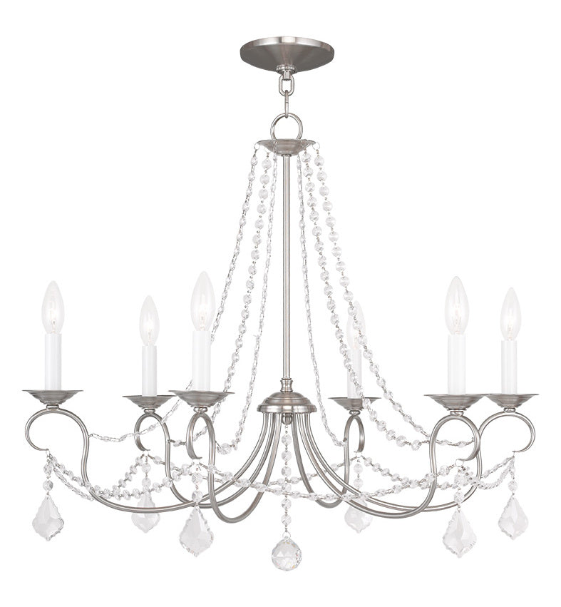 Six Light Brushed Nickel Up Chandelier by Livex Lighting
