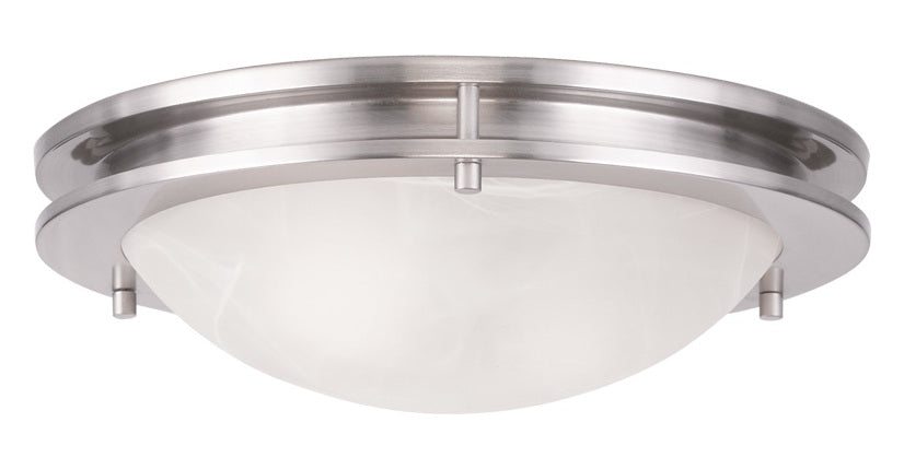 Two Light Brushed Nickel Bowl Flush Mount by Livex Lighting