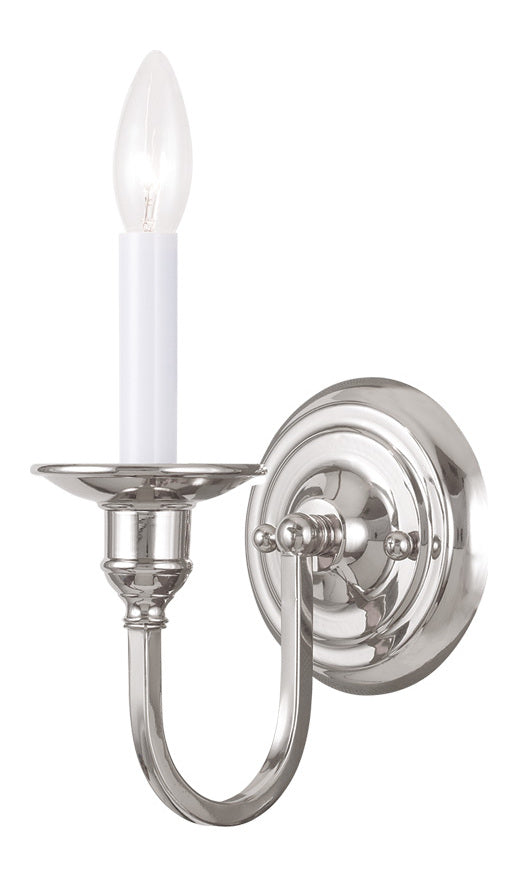 One Light Polished Nickel Wall Light by Livex Lighting