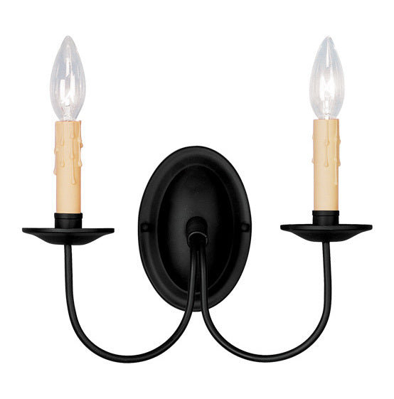 Black 2 Light 120W Up Lighting Wall Sconce With Candelabra Bulb Base by Livex Lighting