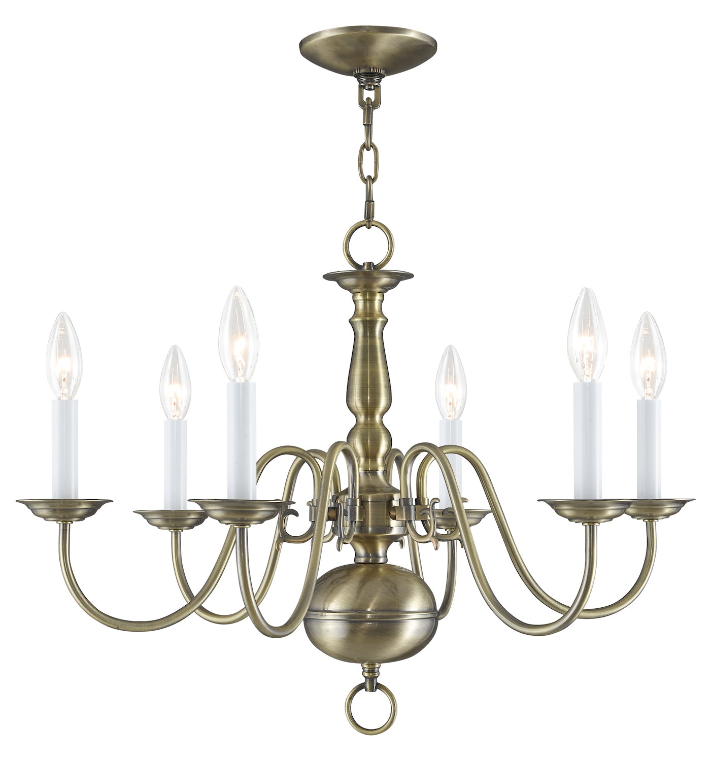 Antique Brass Williamsburg Up Lighting 1 Tier Chandelier With 6 Lights by Livex Lighting