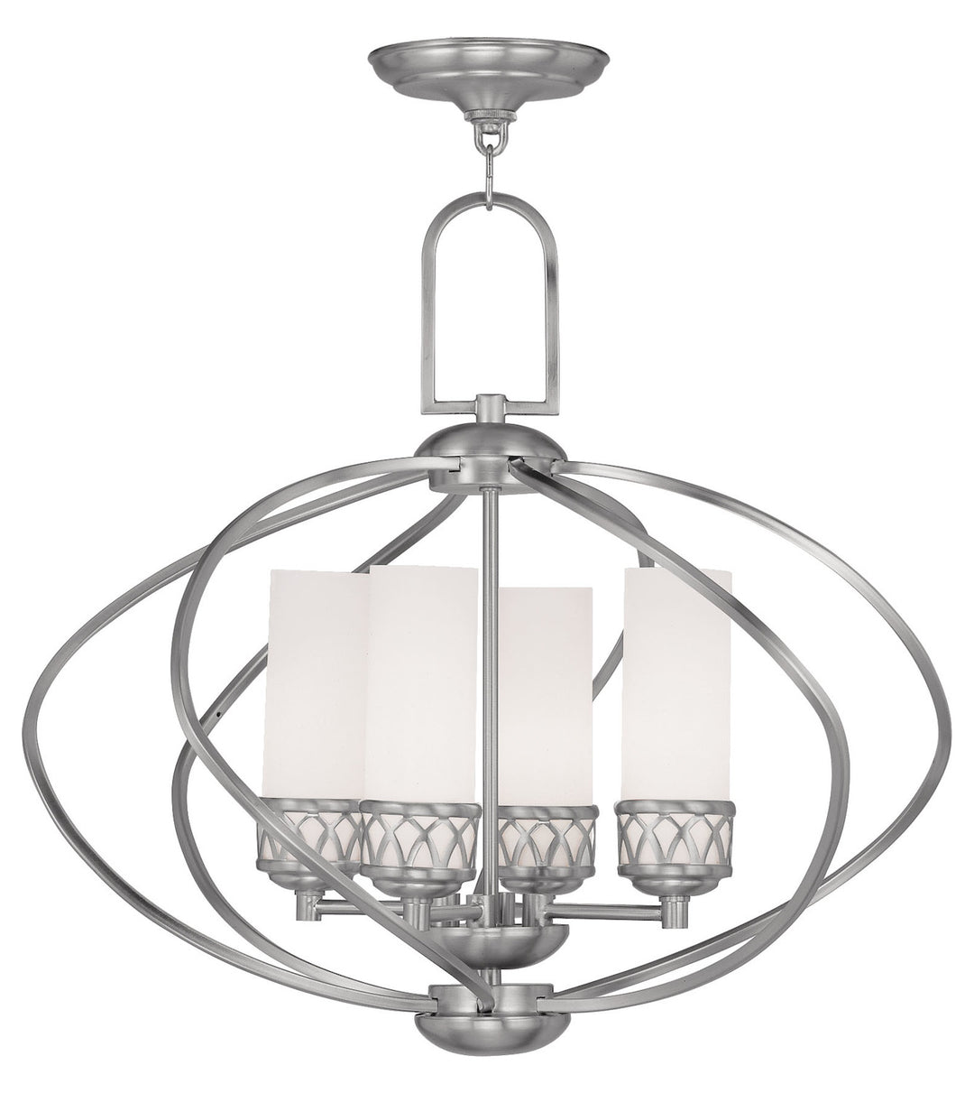 Brushed Nickel  Up Lighting 1 Tier Chandelier With 4 Lights by Livex Lighting