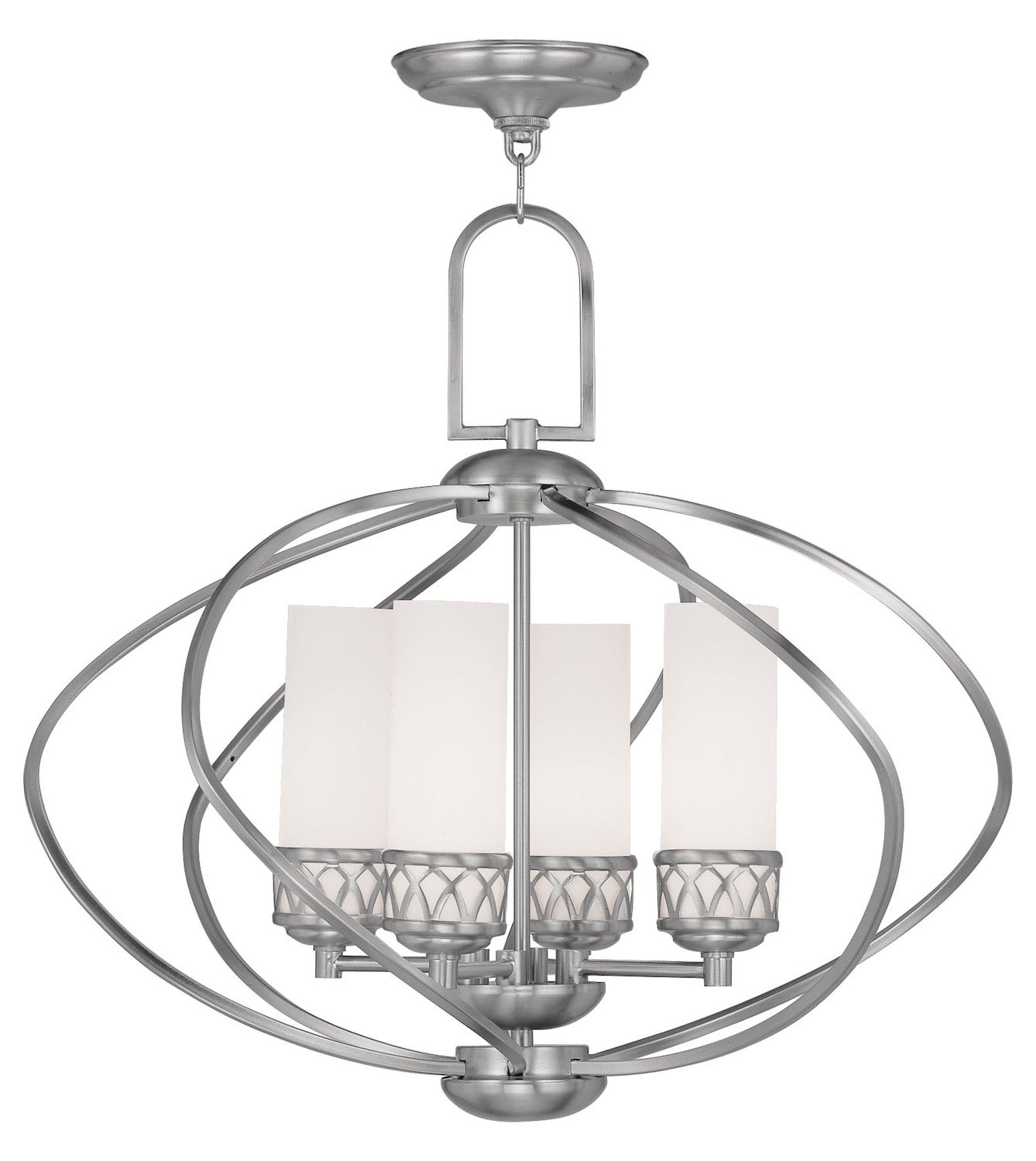 Brushed Nickel  Up Lighting 1 Tier Chandelier With 4 Lights by Livex Lighting