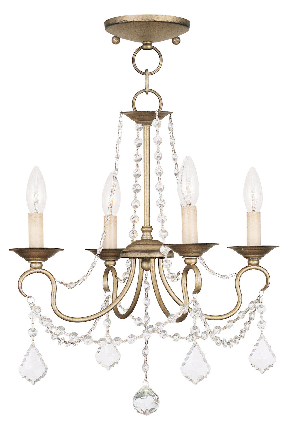 Antique Silver Leaf Up Chandelier by Livex Lighting