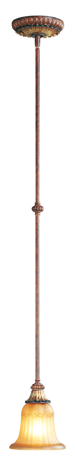Verona Bronze With Aged Gold Leaf Accents Down Mini Pendant by Livex Lighting